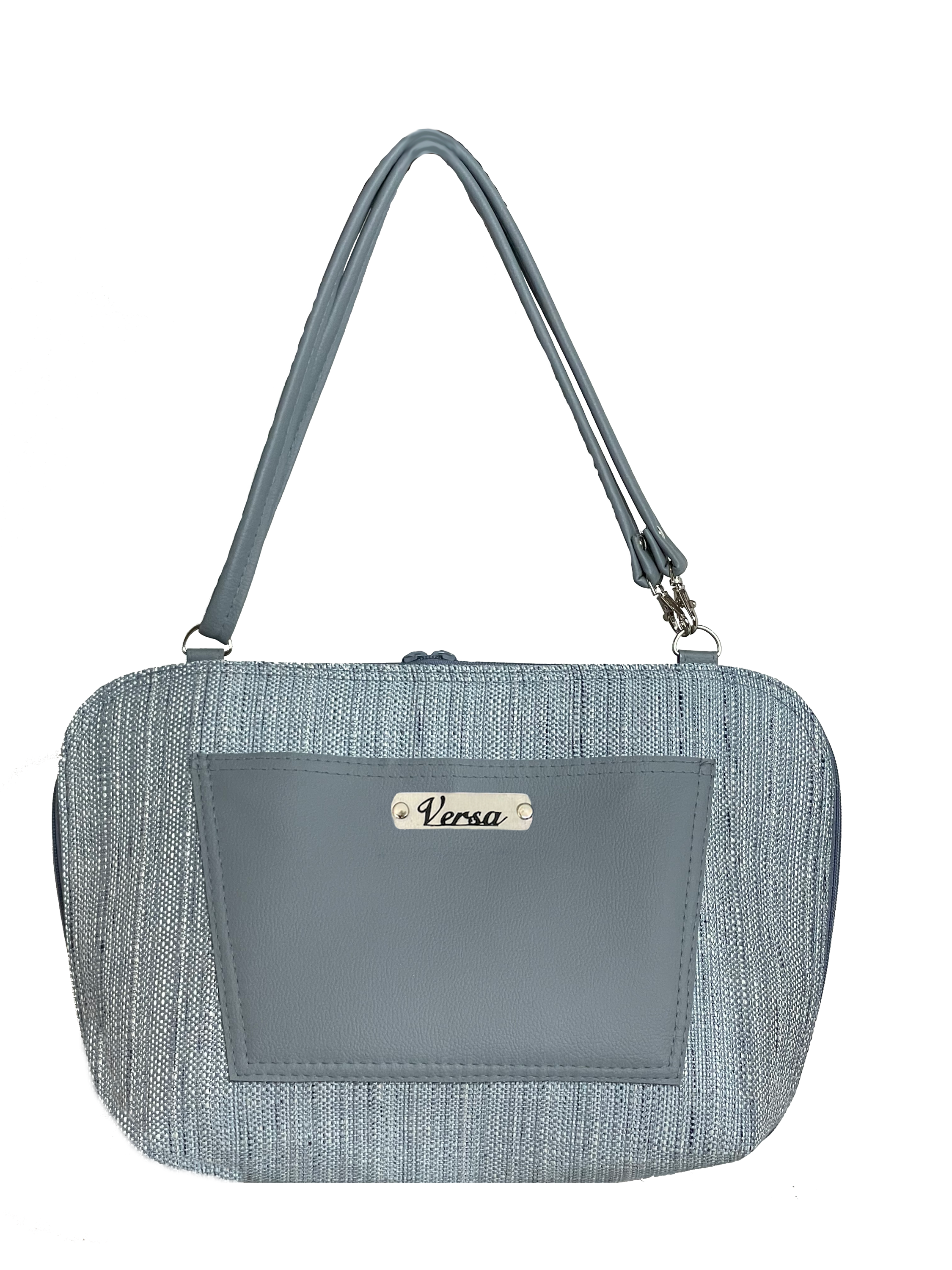 Gray flap with covered button