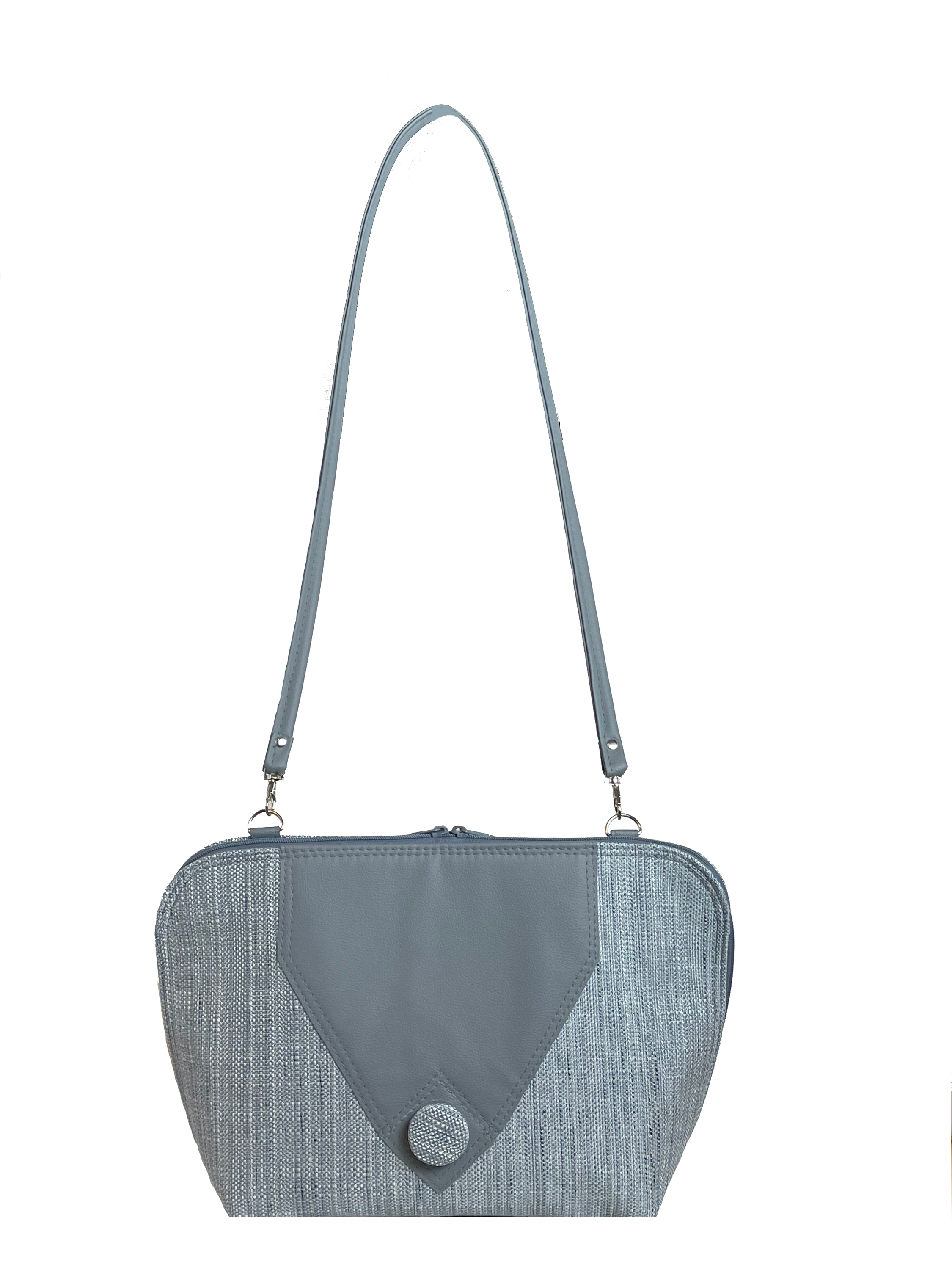 Gray flap with covered button