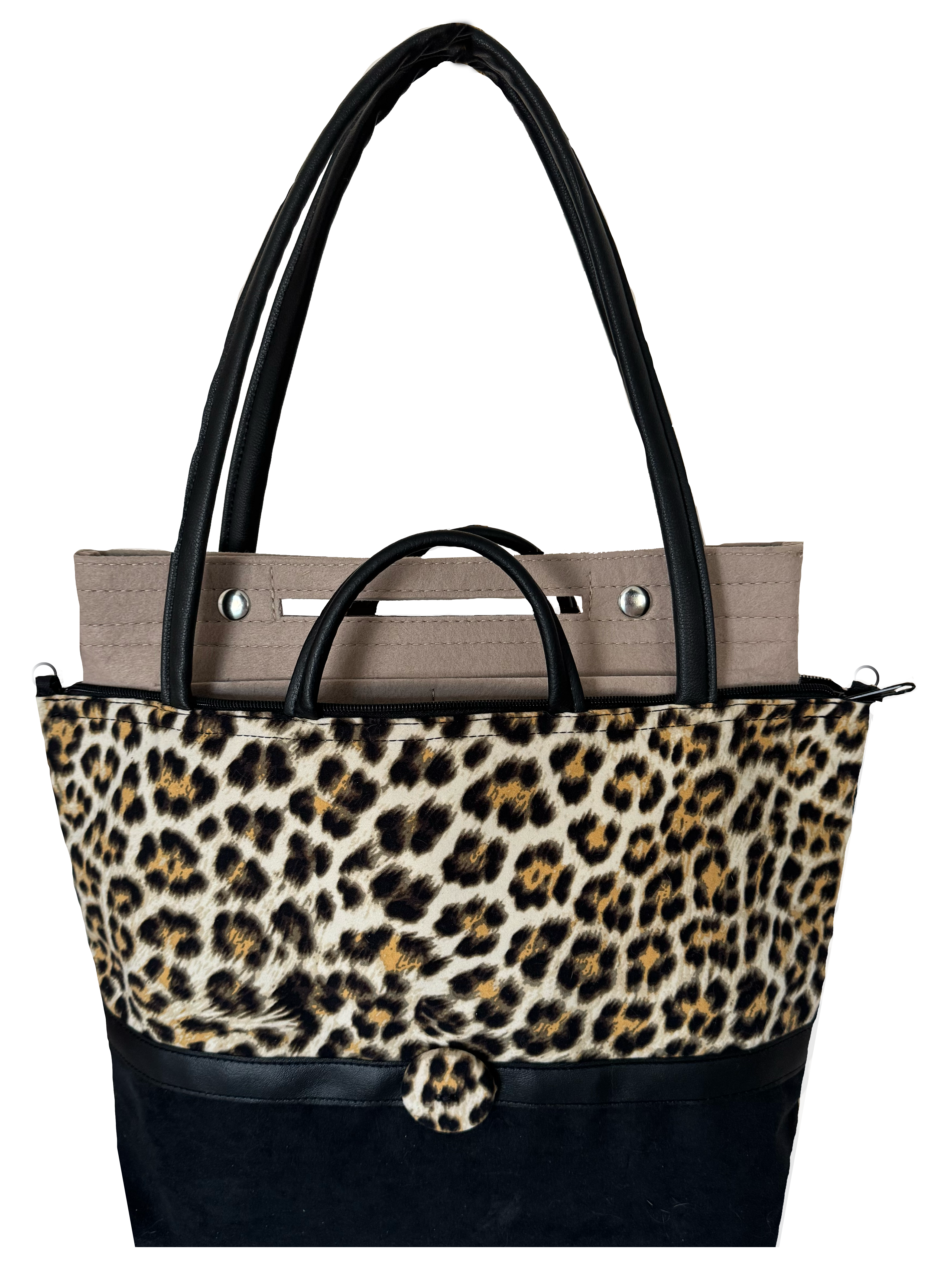 Leopard & Black Suede (w/covere button)