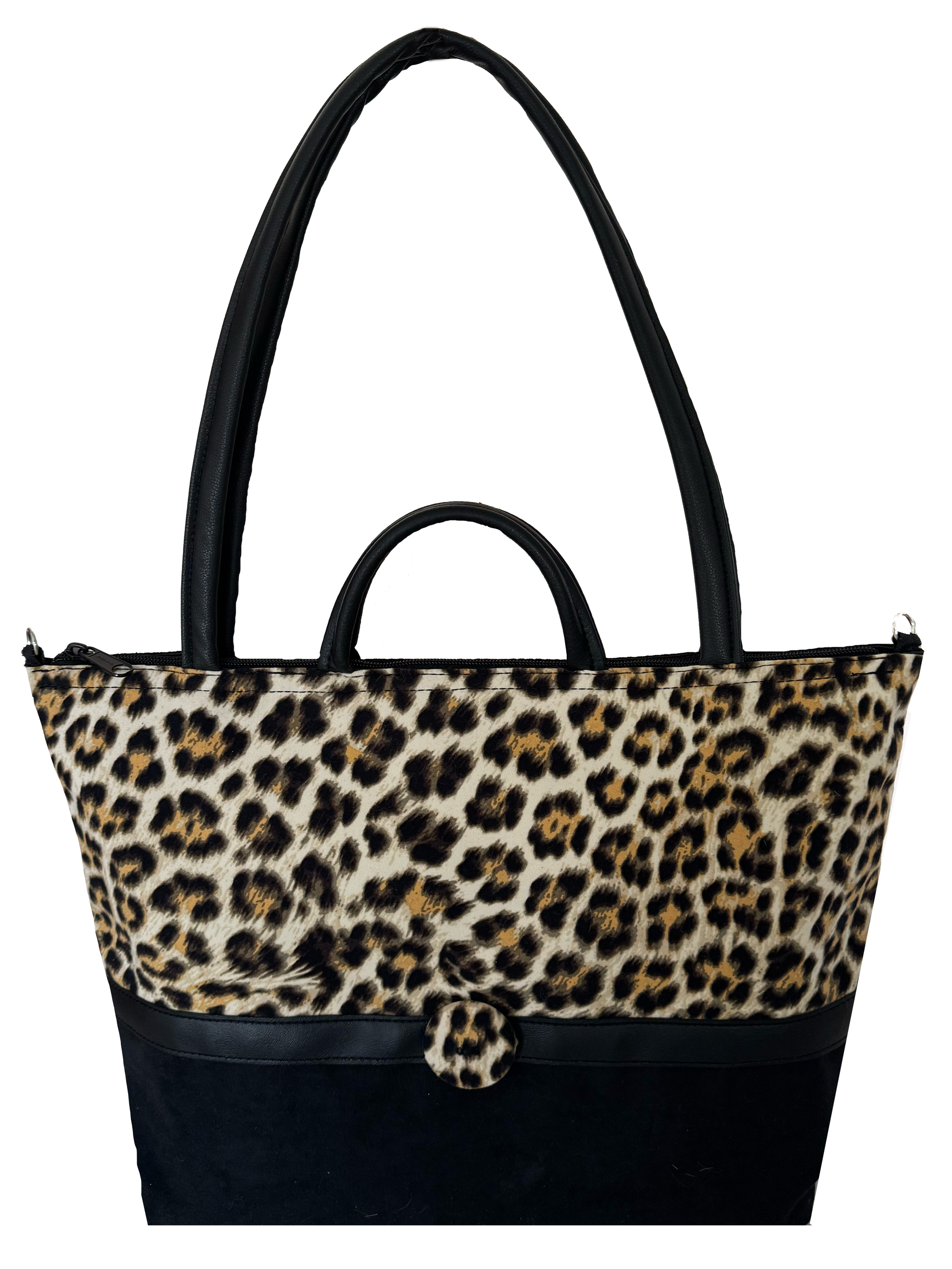 Leopard & Black Suede (w/covere button)